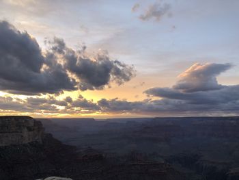 Scenic view of landscape against sky during sunset