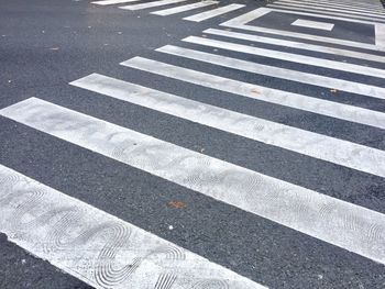 High angle view of zebra crossing on road