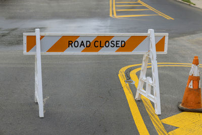 Arrow sign on road