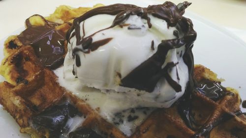 Close-up of ice cream in plate