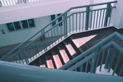 High angle view of staircase in building