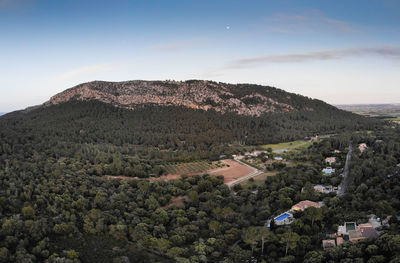 High angle view of townscape against sky