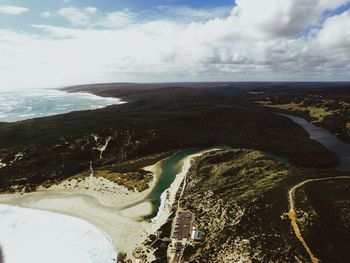 Scenic view of beach against sky