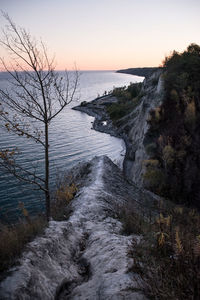 Scenic view of sea against clear sky