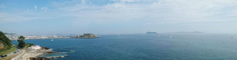 High angle view of sea against sky