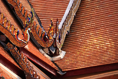 Low angle view of sculpture on roof of building