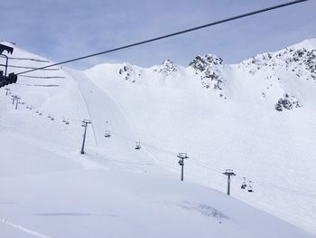 Scenic view of snow covered mountains