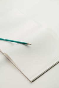 High angle view of pen on white background