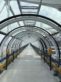 View of empty covered footbridge