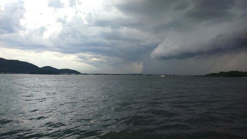 Scenic view of sea against cloudy sky