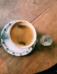 High angle view of coffee on table