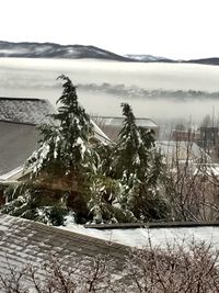 Scenic view of snow covered mountains