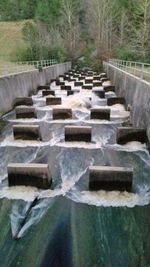 Steps leading to stone wall