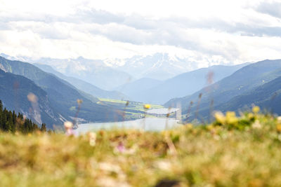 Scenic view of mountains against sky