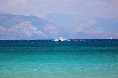 Scenic view of speedboat on sea