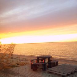 Scenic view of sea at sunset