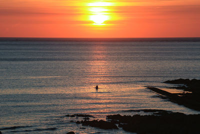 Scenic view of sea at sunset