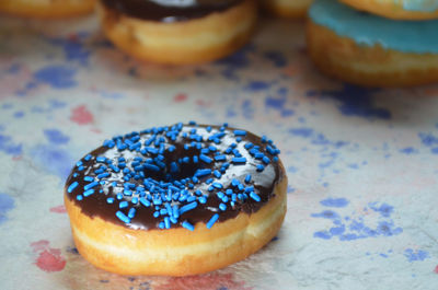 Close-up of donut on table