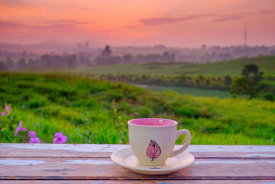 Coffee cup on table