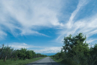 Road amidst trees against sky