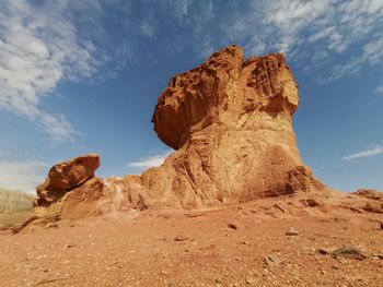 Rock formations in desert against sky