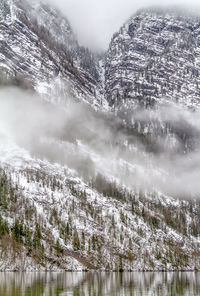 Scenic view of snowcapped mountains during winter