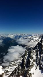 Scenic view of snow covered mountains