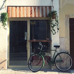 Bicycle against building