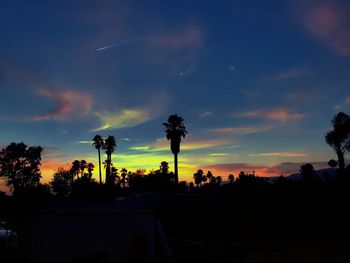 Silhouette palm trees against sky during sunset