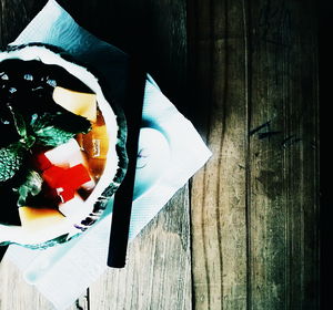 Close-up of food on wooden table