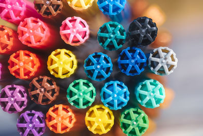 Close-up of multi colored toys