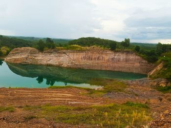 Scenic view of lake against sky