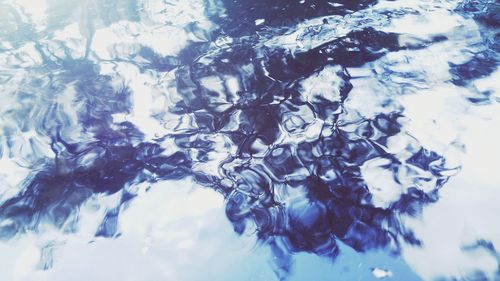 Close-up of tree branches against blue sky