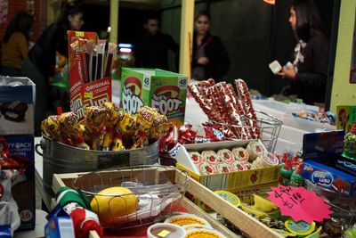 Various vegetables for sale at market stall