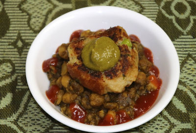 Close-up of meal served in plate