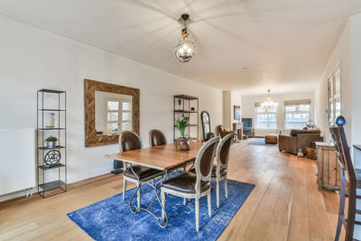 Empty chairs and table at home