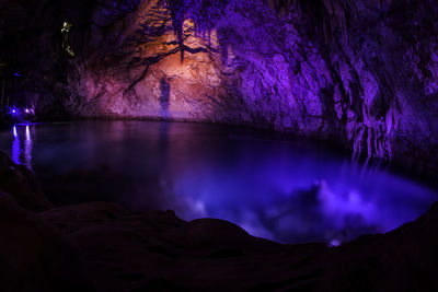 Scenic view of water in cave