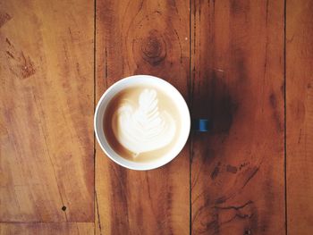 Directly above shot of cappuccino on table