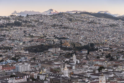 High angle view of townscape against sky