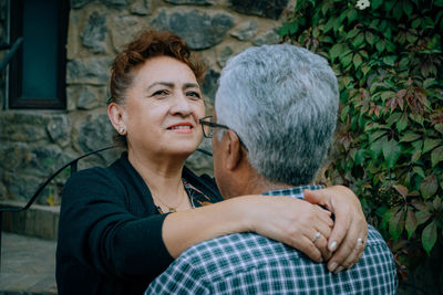 Senior latino mexican couple in love celebrate their anniversary