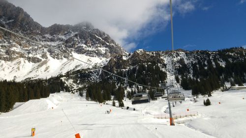 Scenic view of mountain range against sky