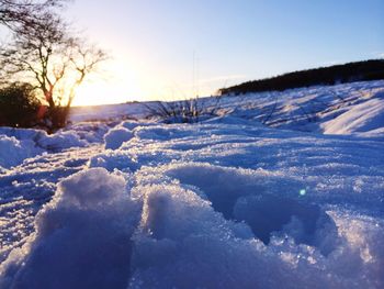 Scenic view of snow covered mountains