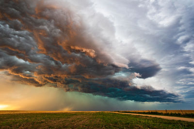 Stormy sky with dramatic clouds at sunset near eads, colorado.