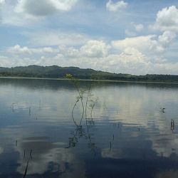 Scenic view of lake against sky