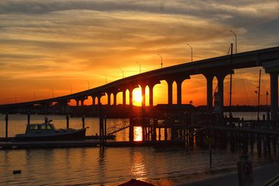 View of bridge at sunset