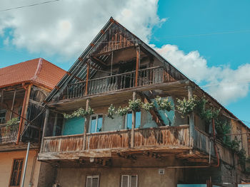 Low angle view of old building against sky