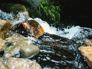 Close-up of rocks in water