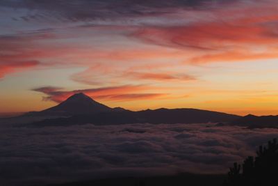 Scenic view of dramatic sky during sunset