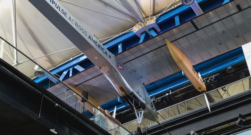 Low angle view of escalator at railroad station