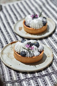 Close-up of dessert in plate on table